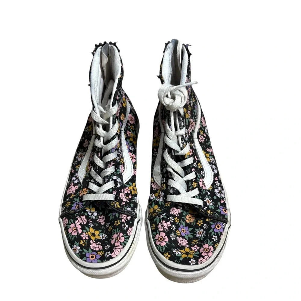 VANS Floral High-Top Sneakers Zip Back Size 3